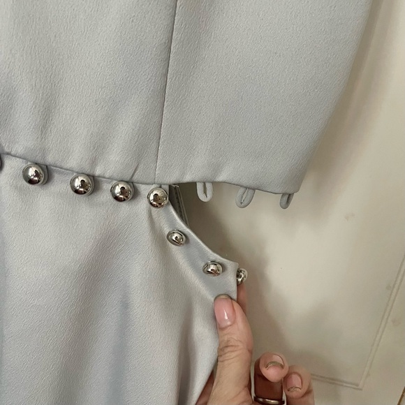 NBD Brandi Skater Mini Dress Size XS Silver Satin Cut Out Party Night Out - Picture 7 of 12